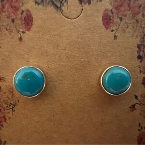 ❤️ Kingman Robin’s Egg Blue Turquoise Sterling Post Back Stud Earrings 9mm